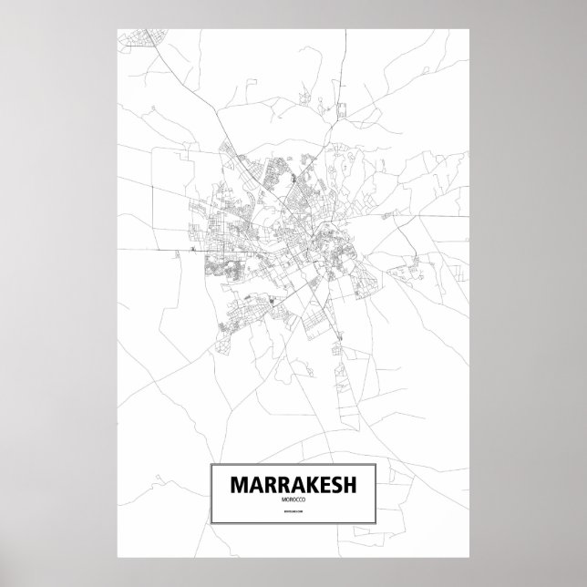 Marrakesh, Morocco (black on white) Poster (Front)