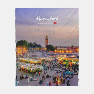 Marrakesh, Morocco - Jemaa el Fnaa Square Fleece Blanket