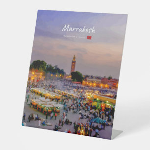Marrakesh, Morocco - Jemaa el Fnaa Square Pedestal Sign