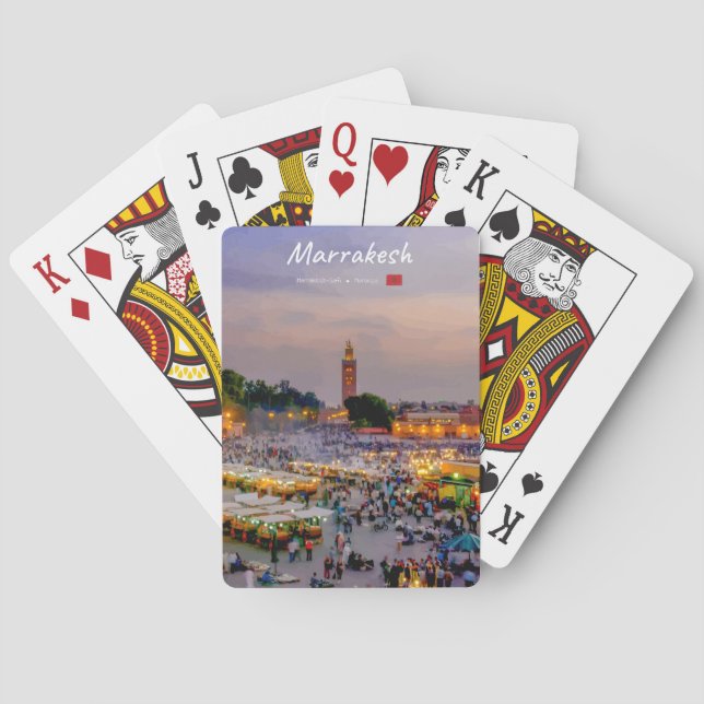 Marrakesh, Morocco - Jemaa el Fnaa Square Playing Cards (Back)