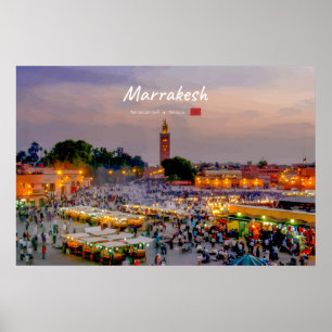 Marrakesh, Morocco - Jemaa el Fnaa Square Poster