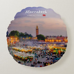 Marrakesh, Morocco - Jemaa el Fnaa Square Round Cushion
