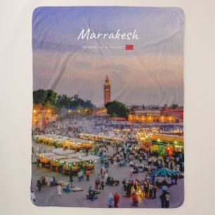 Marrakesh, Morocco - Jemaa el Fnaa Square Sherpa Blanket