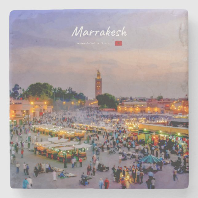 Marrakesh, Morocco - Jemaa el Fnaa Square Stone Coaster (Front)