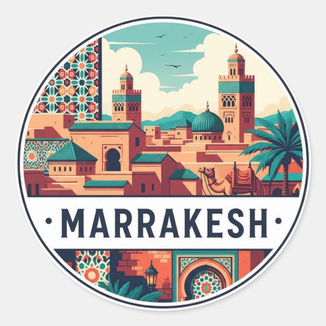 Marrakesh Morocco Travel Classic Round Sticker (Front)