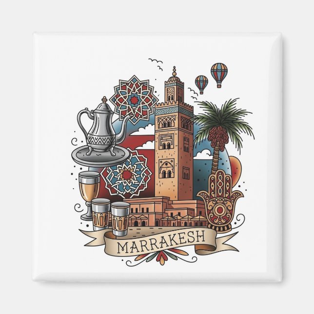 Marrakesh Morocco Travel Magnet (Front)