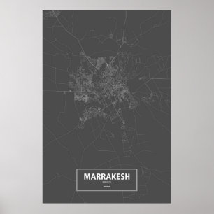 Marrakesh, Morocco (white on black) Poster