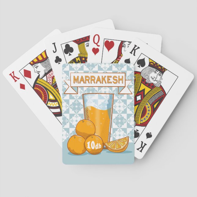 MARRAKESH Orange Juice Retro Poster Playing Cards (Back)