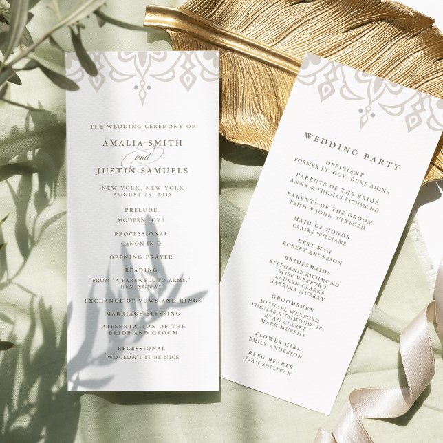 Marrakesh Wedding Program | Linen Greige Programme (Creator Uploaded)