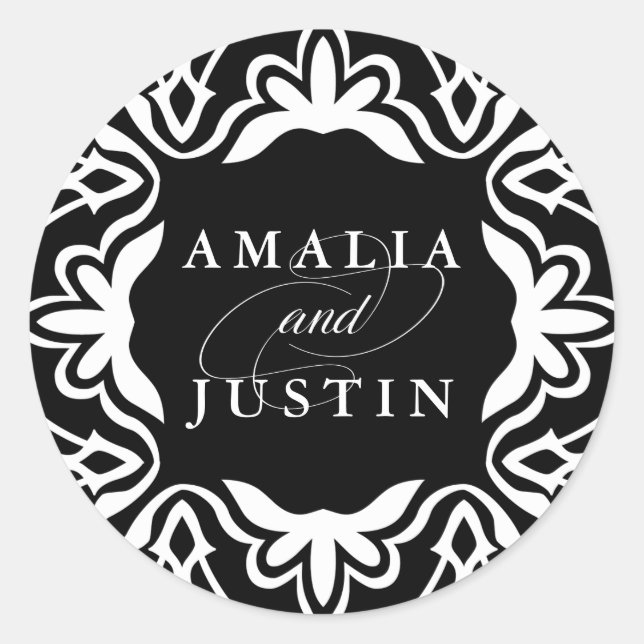Marrakesh Wedding Sticker | Black (Front)