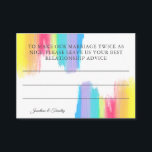 Marriage Advice Elegant Modern Rainbow Wedding Enclosure Card<br><div class="desc">Beautiful rainbow marriage advice card for your wedding reception with pretty,  artistic paint strokes full of bright colour. These colourful budget cards are perfect for an artistic couple or a gay and lesbian wedding. The cheerful card has a matching backside.</div>