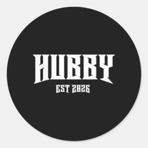 Marriage Bachelor Party Grunge Rock Hubby Est 2026 Classic Round Sticker