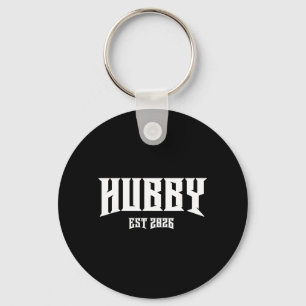 Marriage Bachelor Party Grunge Rock Hubby Est 2026 Key Ring