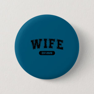 Marriage bachelor party wife and hubby est 2026 6 cm round badge