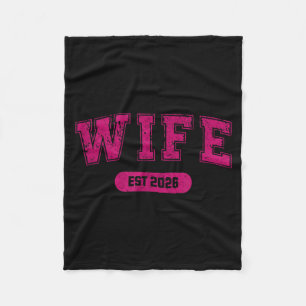 Marriage Bachelor Party Wife and Hubby Est 2026 Fleece Blanket