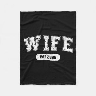 Marriage Bachelor Party Wife And Hubby Est 2026 Fleece Blanket
