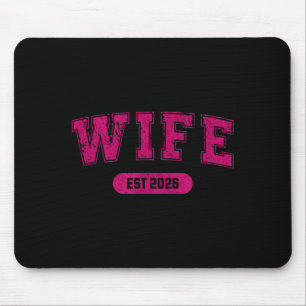 Marriage Bachelor Party Wife and Hubby Est 2026 Mouse Mat
