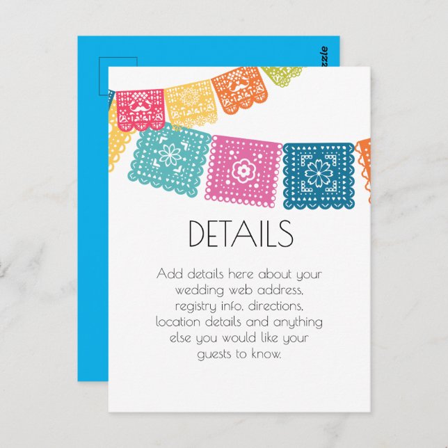 Marriage - Boda - Wedding Papel Picado Details Postcard (Front/Back)