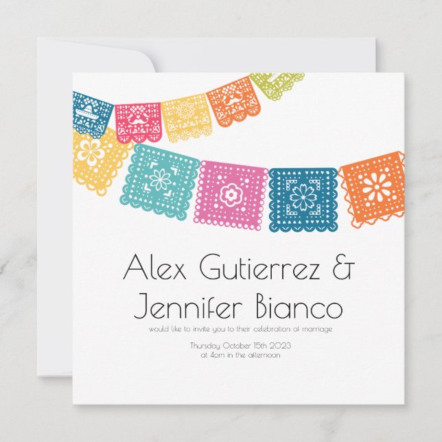 Marriage - Boda - Wedding Papel Picado  Invitation (Front)