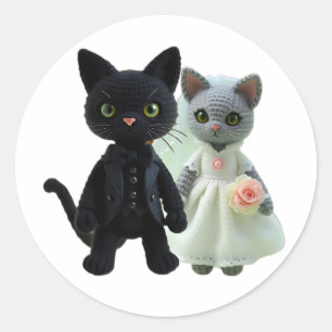 Marriage Cats Classic Round Sticker