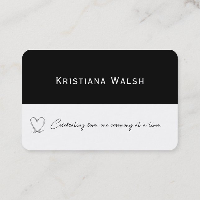 Marriage Celebrant block black and white Business Card (Back)