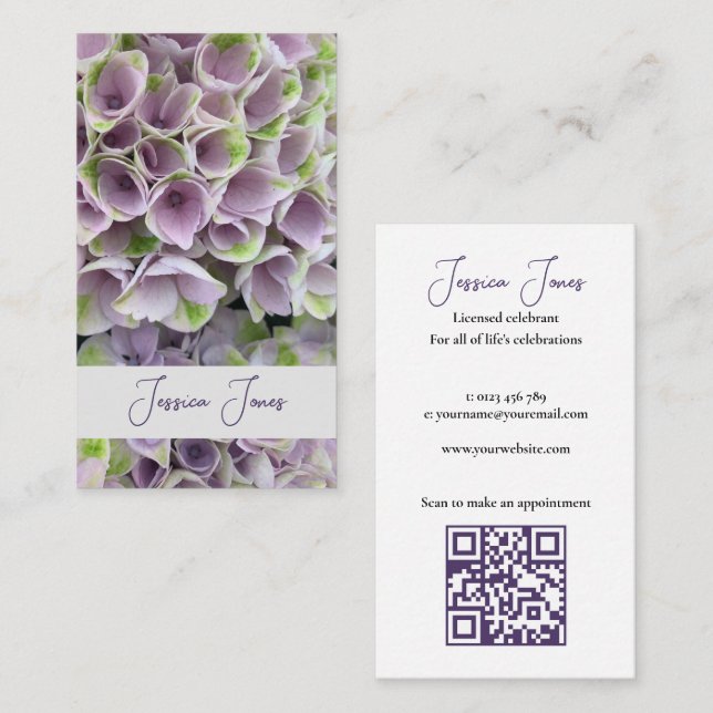 Marriage Celebrant Simple Mauve Floral Business Card (Front/Back)
