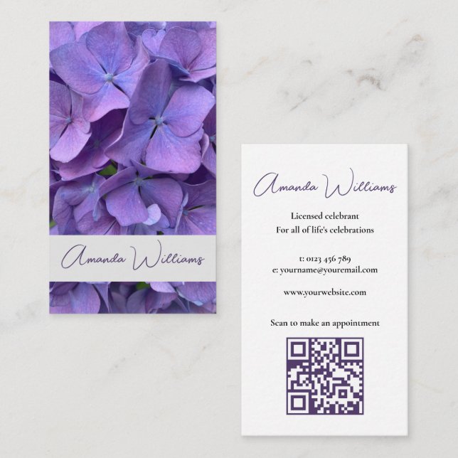 Marriage Celebrant Simple Mauve Floral Business Card (Front/Back)