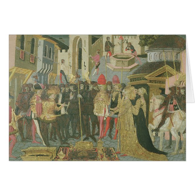 Marriage ceremony painted on cassone panel, Floren (Front Horizontal)