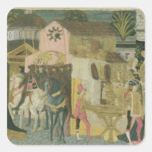 Marriage ceremony painted on cassone panel, Floren Square Sticker