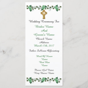 Marriage ceremony program Irish theme Programme