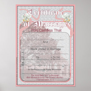 Marriage Certificate Classic Design Poster