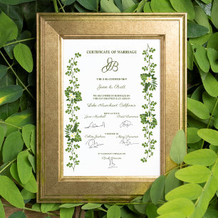 Marriage Certificate Design with Tropical Leaves Poster