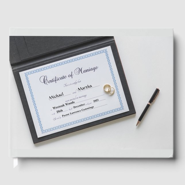 Marriage Certificate Guest Book (Front)