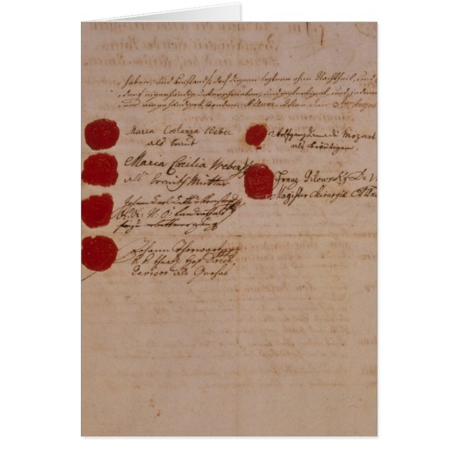 Marriage certificate of Wolfgang,Mozart and Weber (Front)