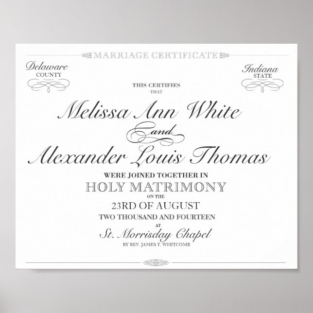 Marriage Certificate Poster (Front)