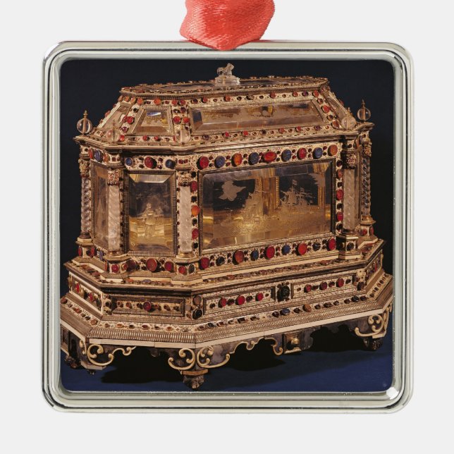 Marriage coffer, 1753 metal tree decoration (Front)