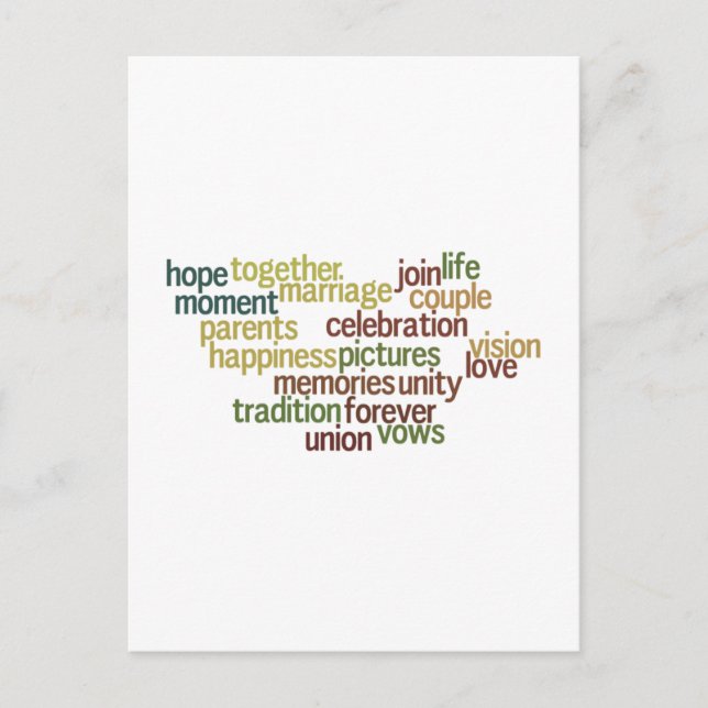 Marriage Collection Of Words (Wedding Wordle) Postcard (Front)