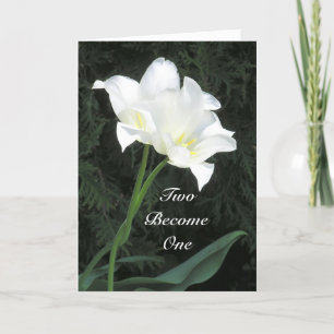 MARRIAGE CONGRATS/TWO WHITE TULIPS INTERTWINED CARD