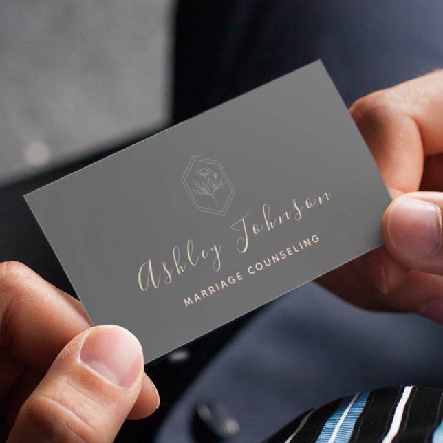 Marriage Counseling Psychotherapist Grey Bohemian Business Card (Creator Uploaded)