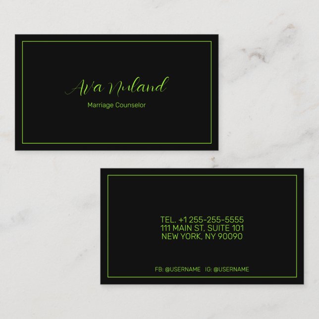 Marriage Counsellor Dark Business Card (Front/Back)