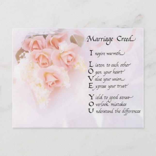 Marriage Creed Announcement Postcard (Front)