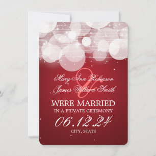 Marriage Elopement Glow & Sparkle Red Announcement