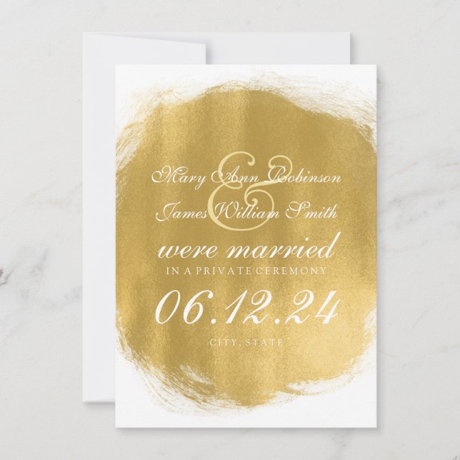 Marriage / Elopement Gold Paint Look Announcement (Front)