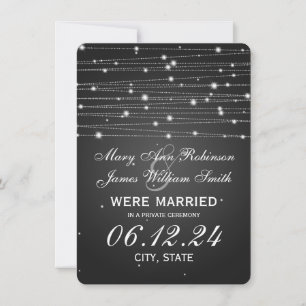 Marriage / Elopement Sparkling Lines Black Announcement