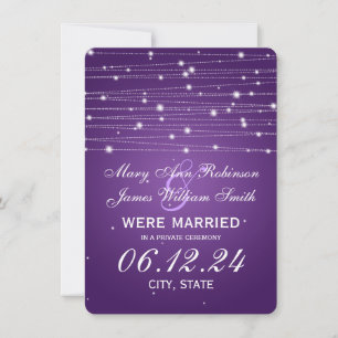 Marriage / Elopement Sparkling Lines Purple Announcement