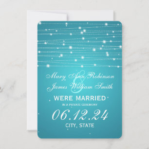 Marriage / Elopement Sparkling Lines Turquoise Announcement