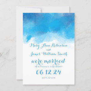 Marriage / Elopement Summer Blue Watercolor Announcement