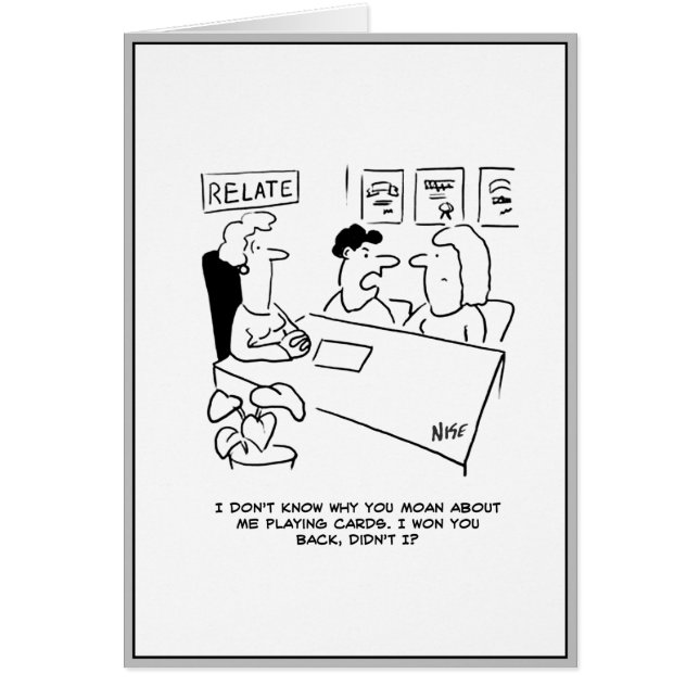 Marriage guidance Cartoon. Husband gambled wife. (Front)