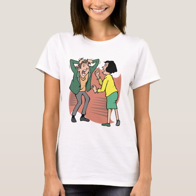 Marriage husband wife woman siblings fighting  T-Shirt (Front)