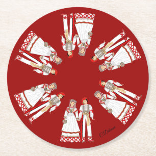 Marriage in Basque Country, France Round Paper Coaster